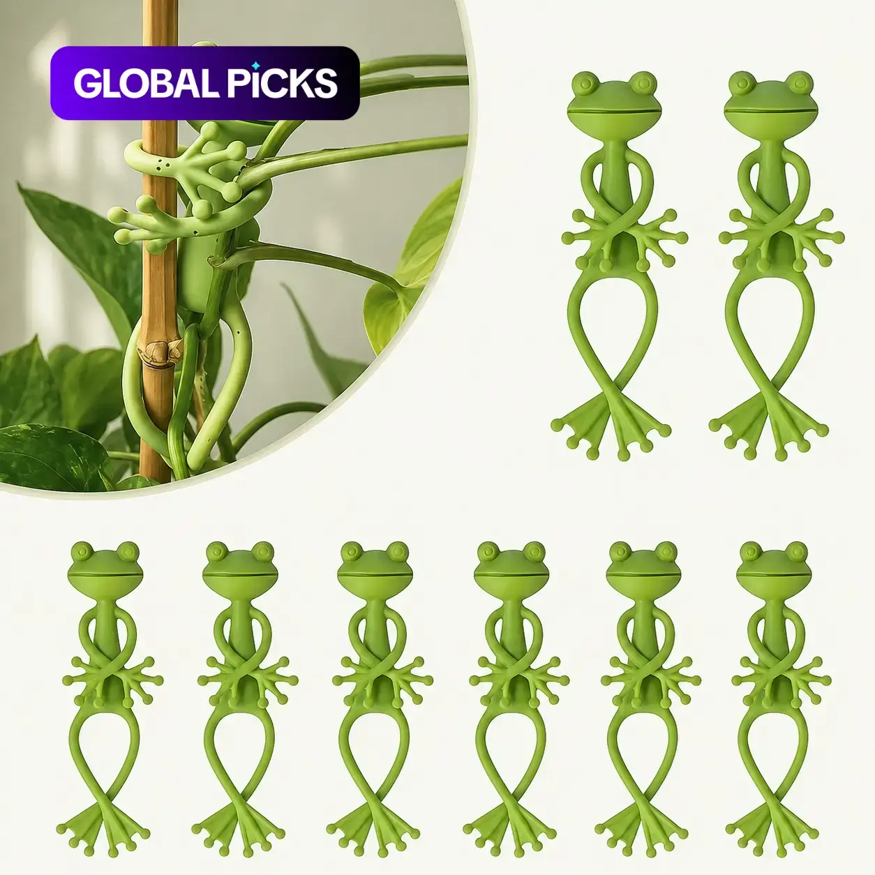 8pcs Cute Frog Plant Support Clips, Adorable Frog Climbing Clips, Multi-Purpose Frog Plant Decorations, Indoor & Outdoor Garden Decor, Garden Plant Accessories, Plant Holders
