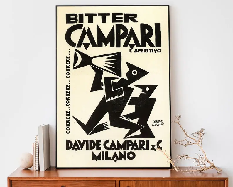 Vintage Bitter Campari Poster Art Nouveau French Print Retro Advertising Cool Trendy Home Decor Wall Art for Home Bar Kitchen