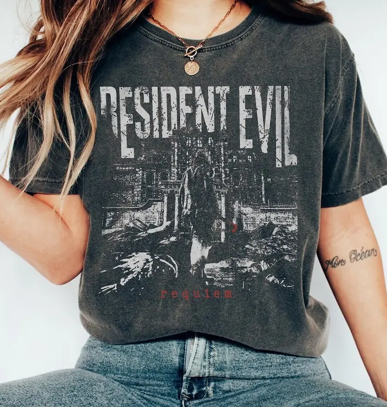 Vintage Resident Evil Requiem  Shirt, Leon Kennedy Fan T-Shirt, Umbrella Corps Horror Game Tee