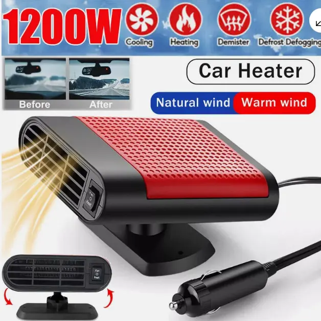 1200W Portable Electric Car Heater 12VDC Heating Fan Defogger Defroster Demister
