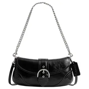 COACH Soho 25 Patent Leather Shoulder Bag with Silver Hardware for Women