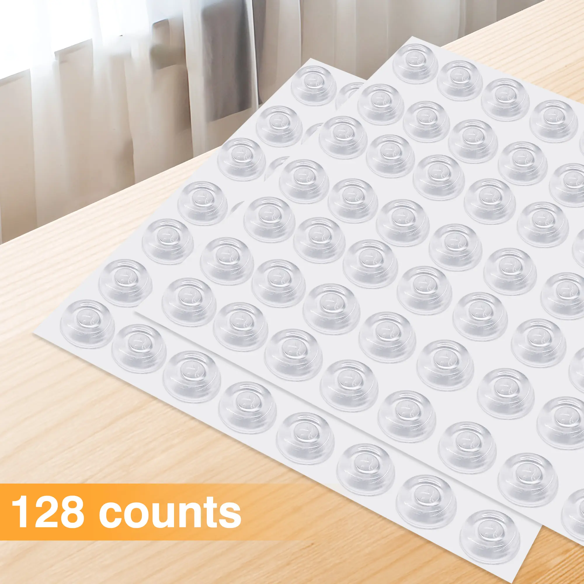 128 Counts Transparent Door Bumper Pads Sound Dampening Adhesive for Home