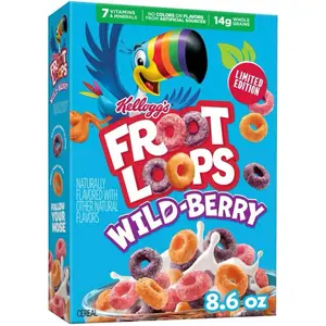 Limited Edition Fruit Loops Wild-Berry Flavor Cereal, 1 Box (8.6 oz) Limited Edition Fruit Loops Wild-Berry Flavor Cereal, 1 Box (8.6 oz)