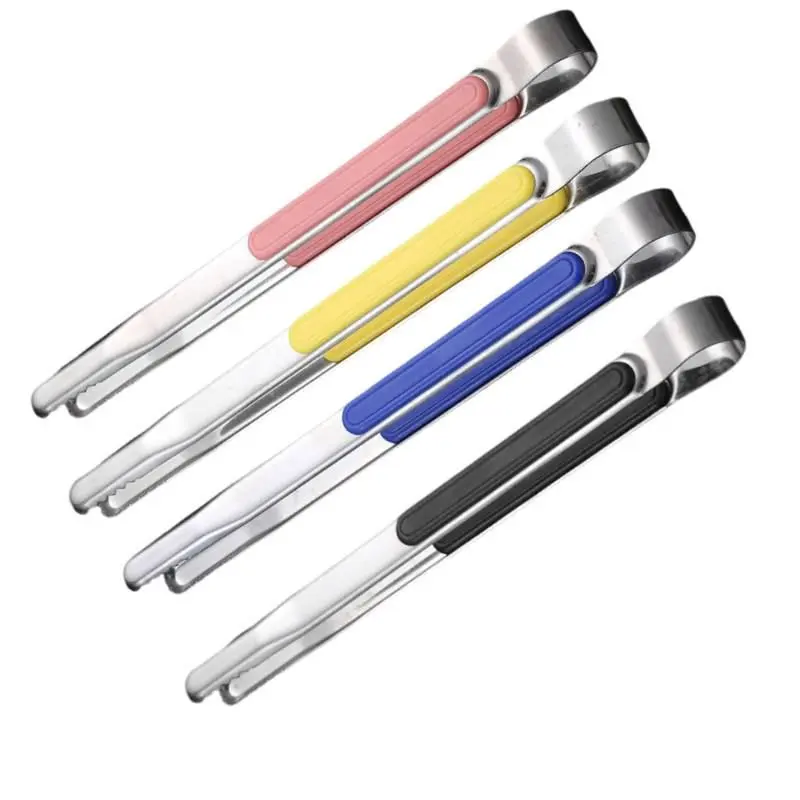 4Pcs/Set Stainless Steel Serving Tongs with Non-Slip Silicone Grip,10" Food Tongs with Serrated Tips for Cooking,BBQ,Salad,Ice,Sugar& Appetizers,Outdoor Camping,Kitchen Accessories,Hand Tools Kits