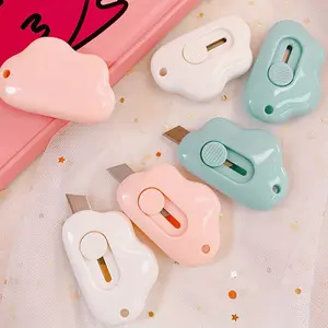 Cute Cat Paw Cloud Utility Knife MINI Pocket Sized Craft Wrapping Box Paper Envelope Cutter Letter Opener Student Art Supplies Paper Cutters
