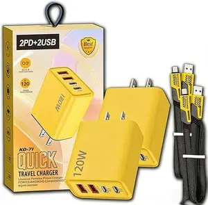 2 PCS Portable Fast Charger, Type C/USB A Dual Ports Adapter,4 in 1 Fast Charging Cable & Data Sync, C Chargers Fast Charging 10 Foot, Fast Phone Charger, Mechanical Style Multi-Function Cable