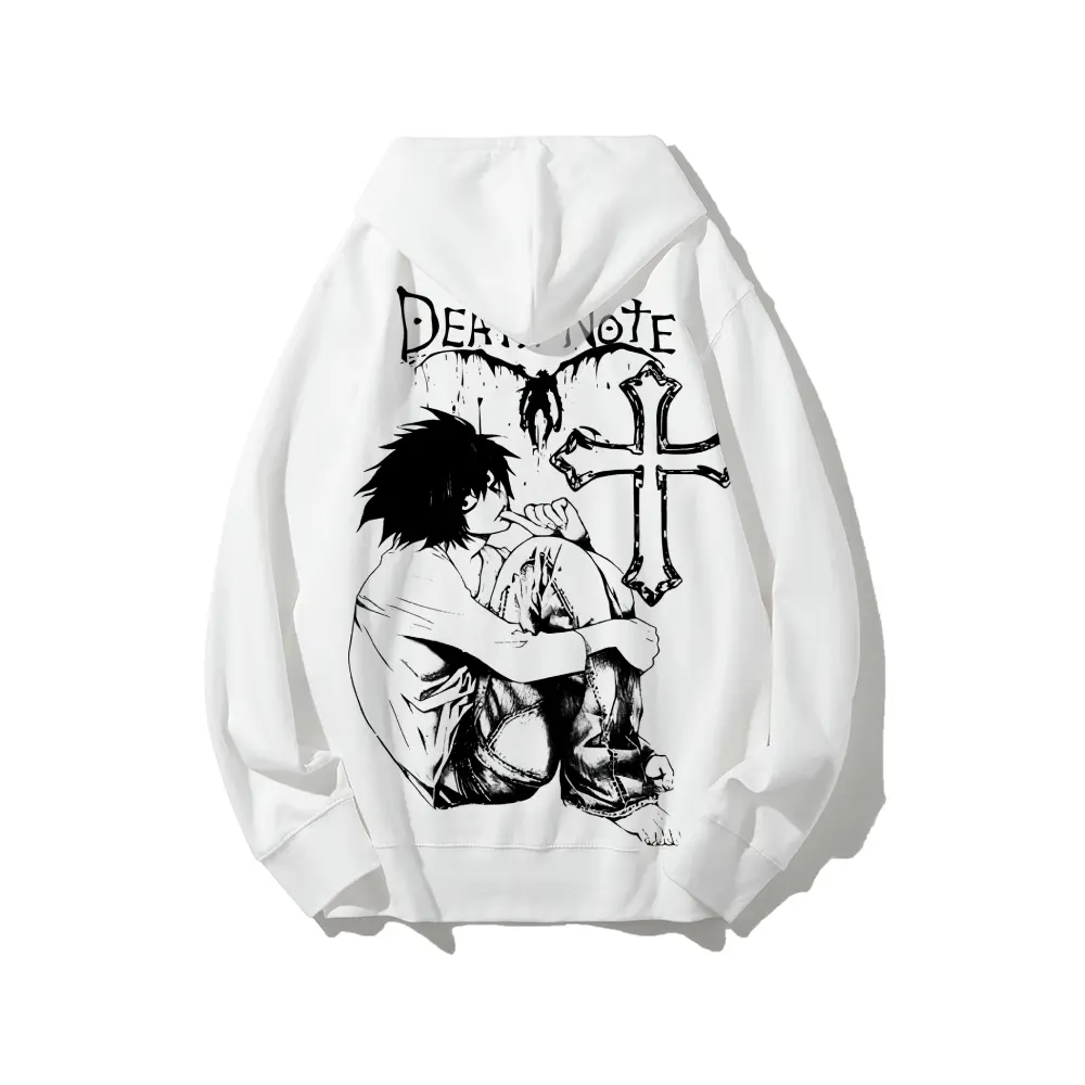 Unisex Death Note Ryuk and L Graphic Hoodie - Japanese Style, Clean Minimal Streetwear, Soft Breathable Cotton Fabric, Menswear Tops & Sweatshirts, Couple Outfit for Fall Winter Gifting, Casual