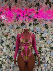 Bottlegirl Outfit One-Piece Pink Metallic Bodysuit - Hologram Design | Exotic Dancewear for Performers, Raves