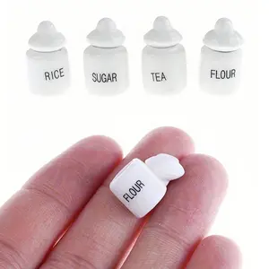 Miniature Ceramic Spice Jar Set, Realistic Kitchen Storage Accessories, Perfect for Dollhouse Decor & Playtime Fun