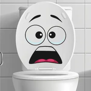 1 Count 3D Surprised Face Toilet Decal, Humorous Wall Art with Adhesive, Aesthetic Home Decoration, Bathroom Sticker, Room Decor, Stickers Decor, Decorative