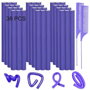 36PCS Flexible Curling Rods for Women, Twist Hair Rollers for Long and Short Hair, Foam Rollers with 2 Steel Pintail Combs