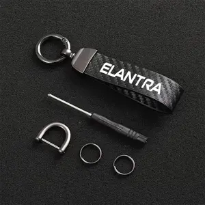 Hyundai Elantra Carbon Fiber Car Keychain Set, Car Key Chains, Premium Auto Modification Key Fob, Includes Screwdriver & Rings, Batch Number A19961208