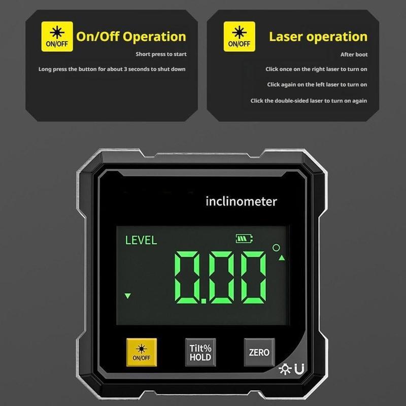 Magnetic Digital Angle Finder with Dual High-Precision Lasers, Hands-Free Alignment Tool Essential for Woodworking, Electrical Installation & Plumbing