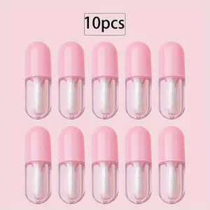 10pcs 0.07oz Refillable Design Mini Lip Gloss Tube And Balm Bottle Non Toxic Plastic DIY Lip Oil Travel Clear Lipstick Container Makeup Accessories For Women Storage Bottles