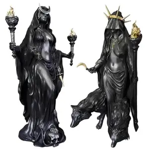 1 Gothic Hecate Statue - Dark Goddess Holding Torch, Witch Statue, Halloween Decoration, Mysterious Altar, Mysterious Religious Decoration - Resin Sculpture Home Furnishings, Pagan Altar, Mysterious Design, Art Sculpture, Symbolic Decoration, Pagan Style