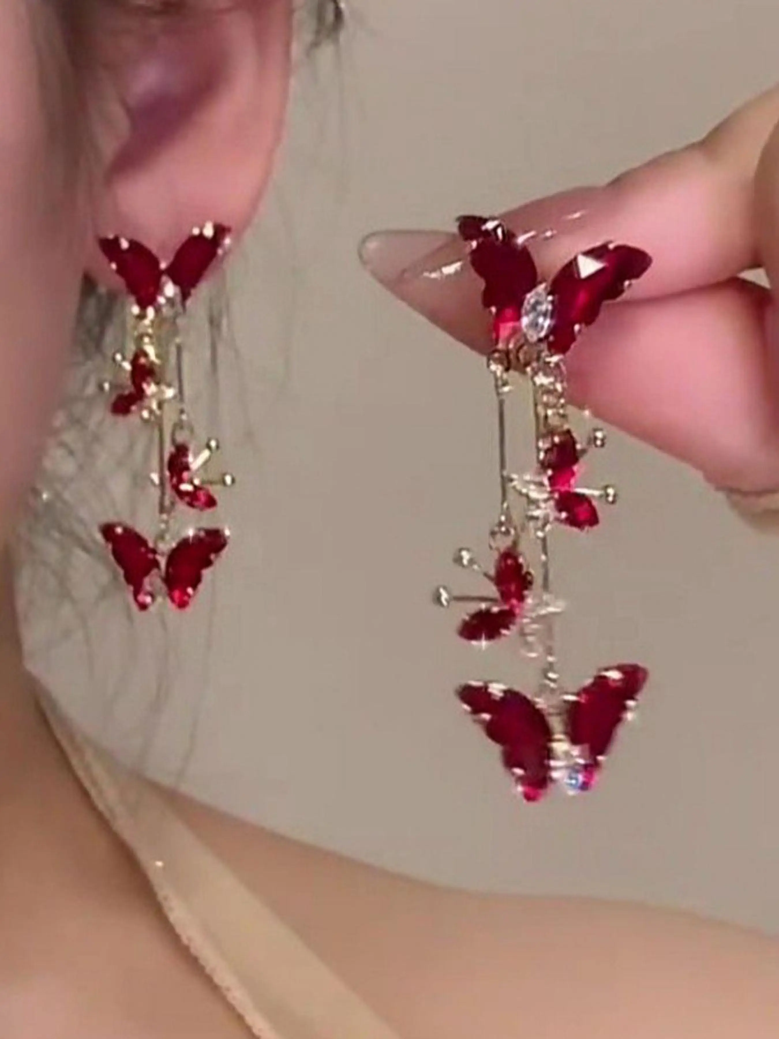 Elegant Butterfly Fringe Earrings for Women, Earrings Jewelry, Ear Hook Design, Perfect for Daily Wear, Lightweight Fashion Accessory, Ideal for Parties and Dates, Fashionable Earrings, Trendy Jewelry