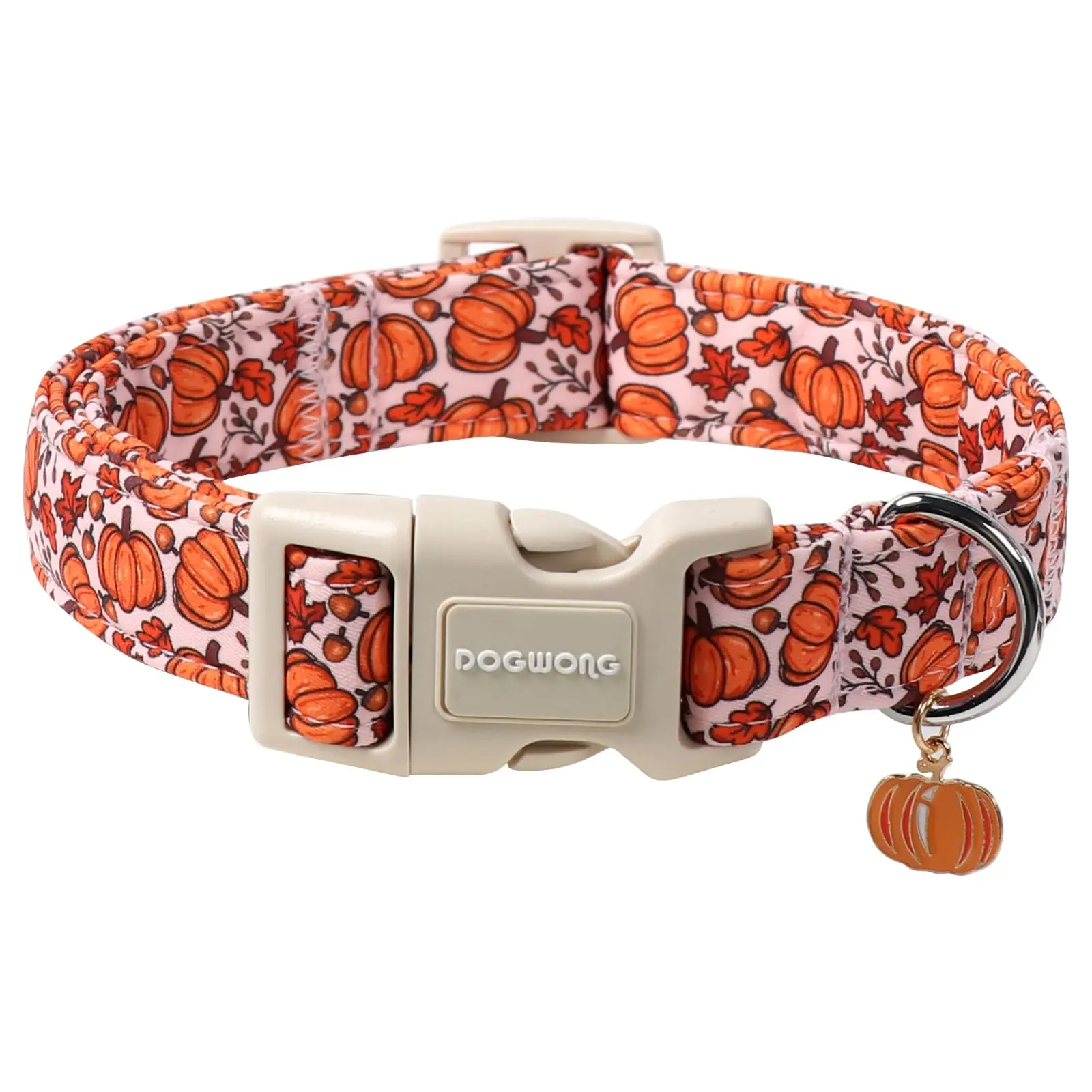 DOGWONG Pumpkin Dog Collar- Cute Pink Fall Dog Collars Adjustable Maple Fall Dog Collar for Small Medium Large Dogs tiktokshopbacktoschool