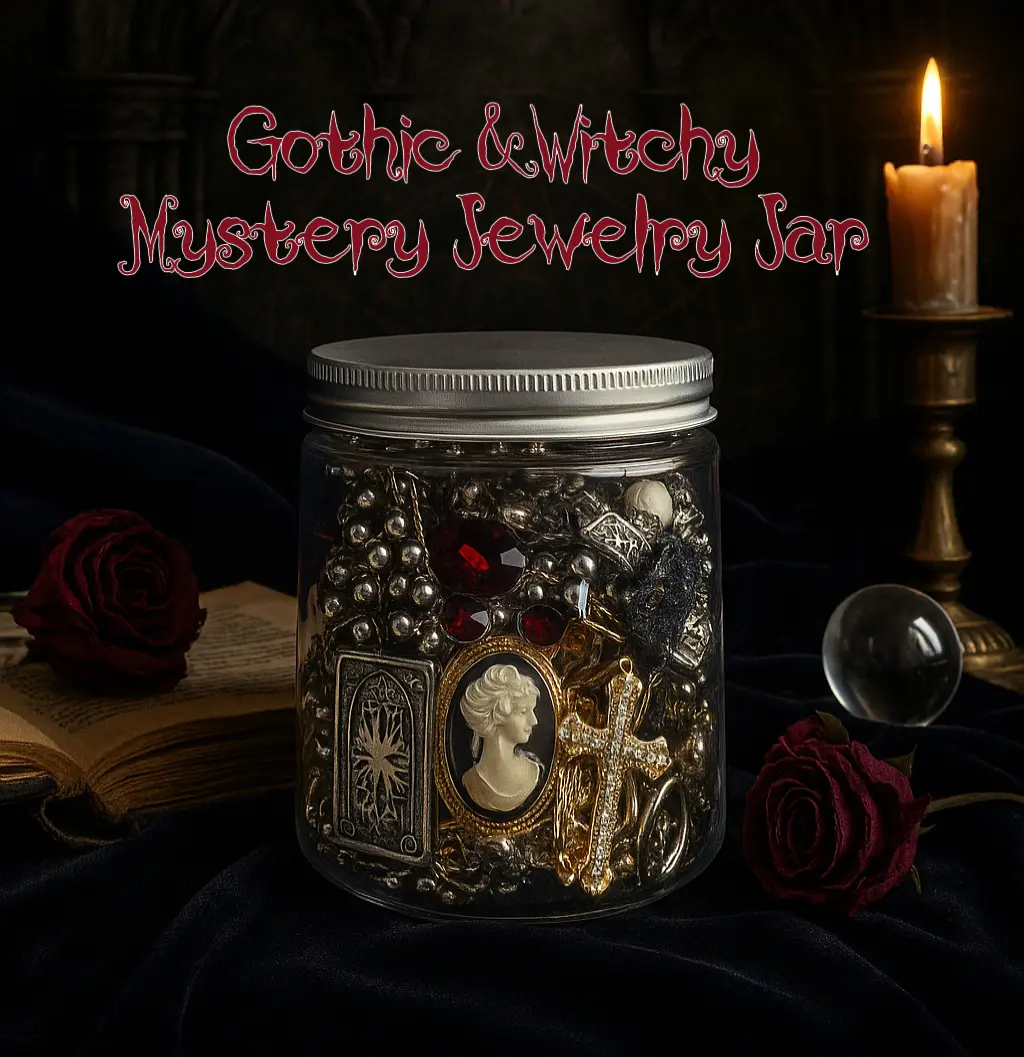 Jollyhit Light Gothic Mystery Jewelry Jar – Costume Light Goth with Witchy & Punk Style Accessories | Mother’s Day Gift, Gift for Daughter, Grandma, Best Friend