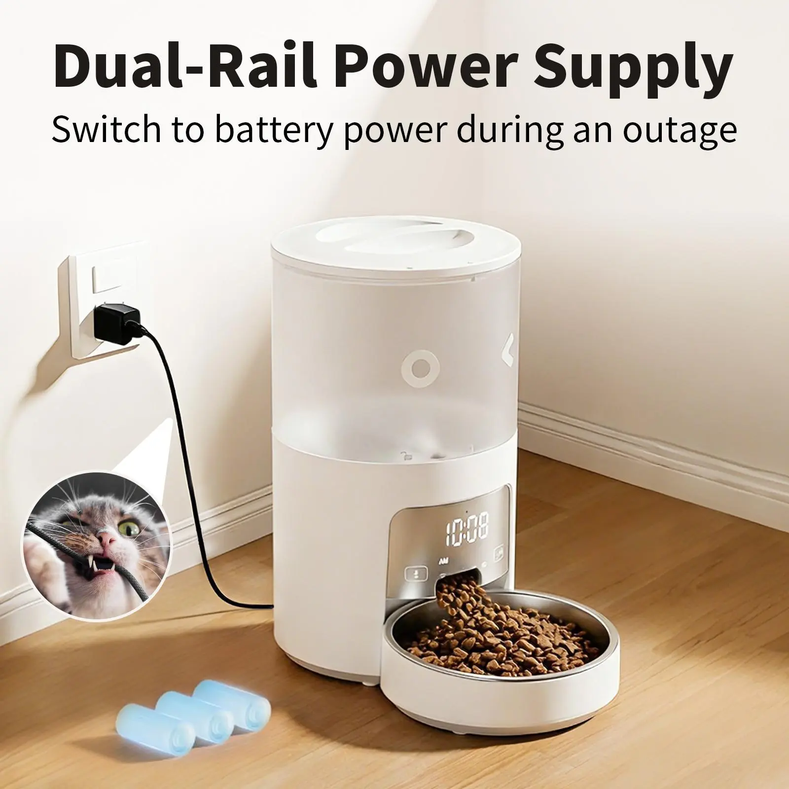 【Furlyn】4L Smart WiFi App-Controlled Automatic Pet Feeder for Cats & Dogs, Programmable Timed Portion Control, Dual-Power Source, Anti-Food-Jam Design, Pet Food Combo Pack with 4L Cat Water Fountain