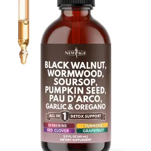 Black Walnut Wormwood Cleanse Drops - Liquid Soursop, Garlic, Pumpkin Seed, PAU D'Arco, Oil of Oregano, Turmeric, Berberine, Neem Extract, Hull Bark, TinctureVitamins, Minerals & Wellness Supplements