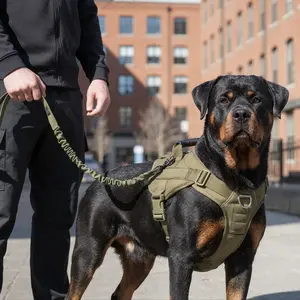 Dog Tactical Harness, Durable Reflective Harness, Breathable Reflective Large Lightweight Dog Walking Essential, Heavy-Duty Tactical Dog Harness for Large Dogs, No Pull Adjustable Reflective Vest, Military-Grade Control for Training, Outdoo, Outdoor