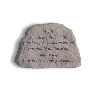 Kay Berry 212 MAIN Cast Stone Memorial Plaque, "A Gift For Such A Little While", 6x5 in Decorative Hanging Weatherproof Outdoor Wall-Mount Decor