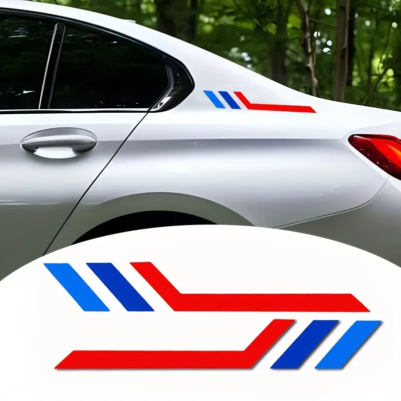 1SET red and blue contrasting geometric car sticker, Car decals, Decal for cars, suitable for car body/door, highlighting sports style, trendy accessories to make the car stand out