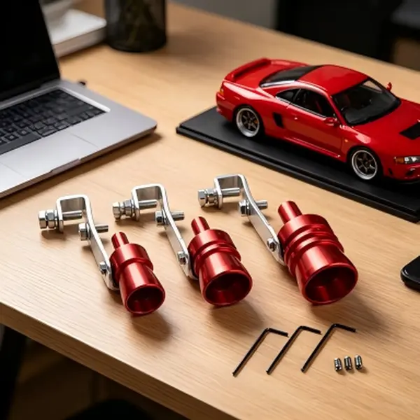 Aluminum Alloy Turbo Sound Whistle - Universal Red/Black Exhaust Sound Simulator, Easy-Install Blow Off Valve Accessory with Bolts for Cars, Mod Vehicles, JDM Racing, Car Stuff Enthusiasts