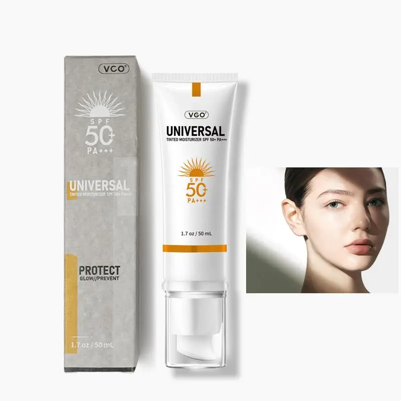 VGO Tinted SPF 50+ Moisturizer | Hydrating Sunscreen for Sensitive Skin | Lightweight, Smoothing Formula with Daily Protection (1.7oz) Facial Skincare Gentle Uv Moisture Hydrate Moisturizing