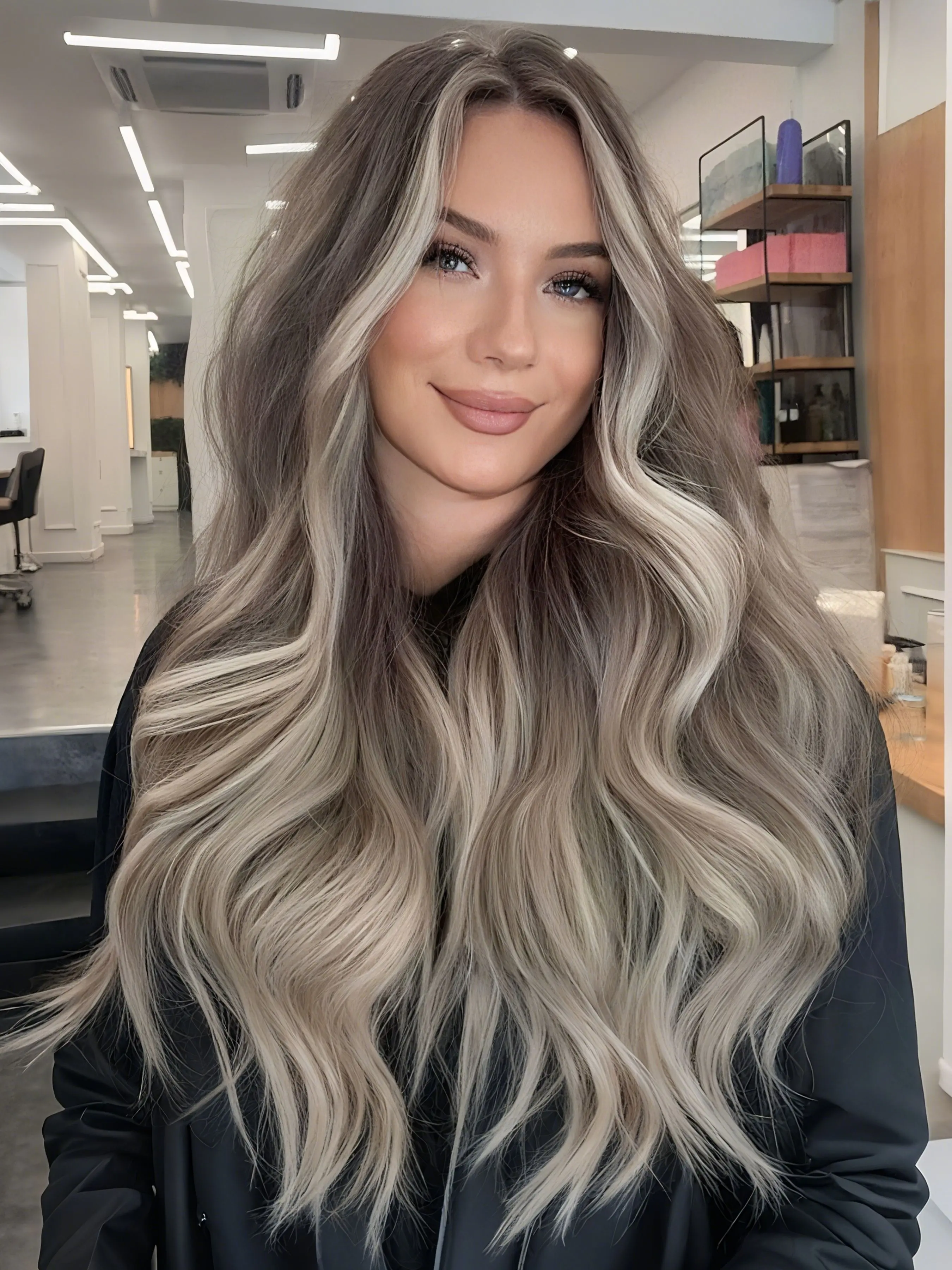 Brown Ombre Platinum Blonde Long Wavy Synthetic 13x4 Lace Front Wig Blonde Highlight White Blonde Chocolate Brown Glueless Lace Front Wigs for Women 28 Inches Glueless Hair Wigs