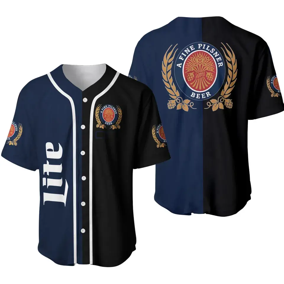 Unisex Lite Beer Baseball Jersey – Stylish Button-Down Sportswear, Breathable & Durable for Beer Lovers, Teams & Casual Streetwear