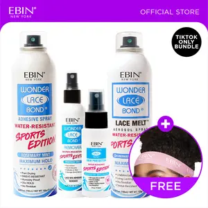 EBIN Sports Edition Adhesive Spray + Melt Aerosol Spray + Skin Protector + Remover Bundle with FREE Melting Band | Maximum Hold, Water Resistant, Rosemary Mint