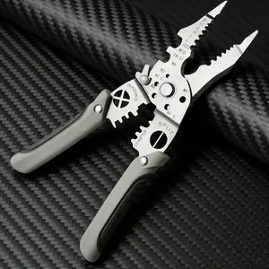 9 in 1 Wire Stripper Multi function Electrical Tool Professional Crimping Cutter Comfortable Grip Hand Tool for Electrician Home Wiring DIY Repair