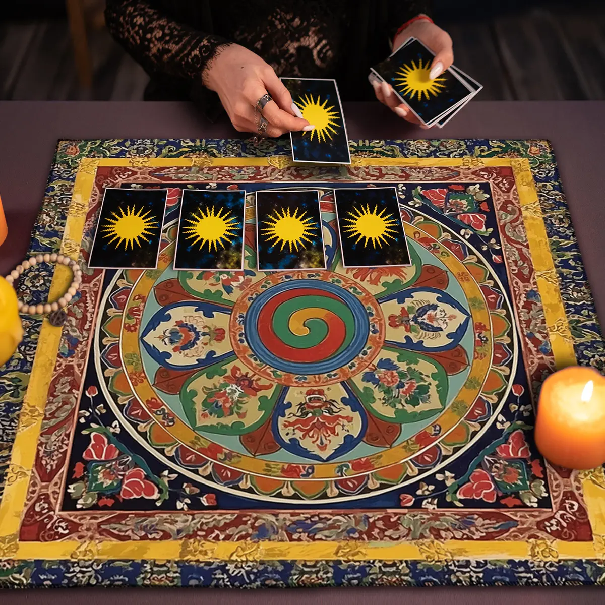 1 Piece Bohemian-style tarot tablecloth, tarot card reading cloth, altar ceremony decoration cloth, gift for tarot scholars, creative polyester tablecloth, party games and event supplies.