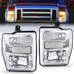 Nilight Headlight Assembly Compatible with 2008 2009 2010 Ford F250 F350 F450 Super Duty Headlamps Replacement Chrome Housing Clear Reflector clear Lens Driver and Passenger Side