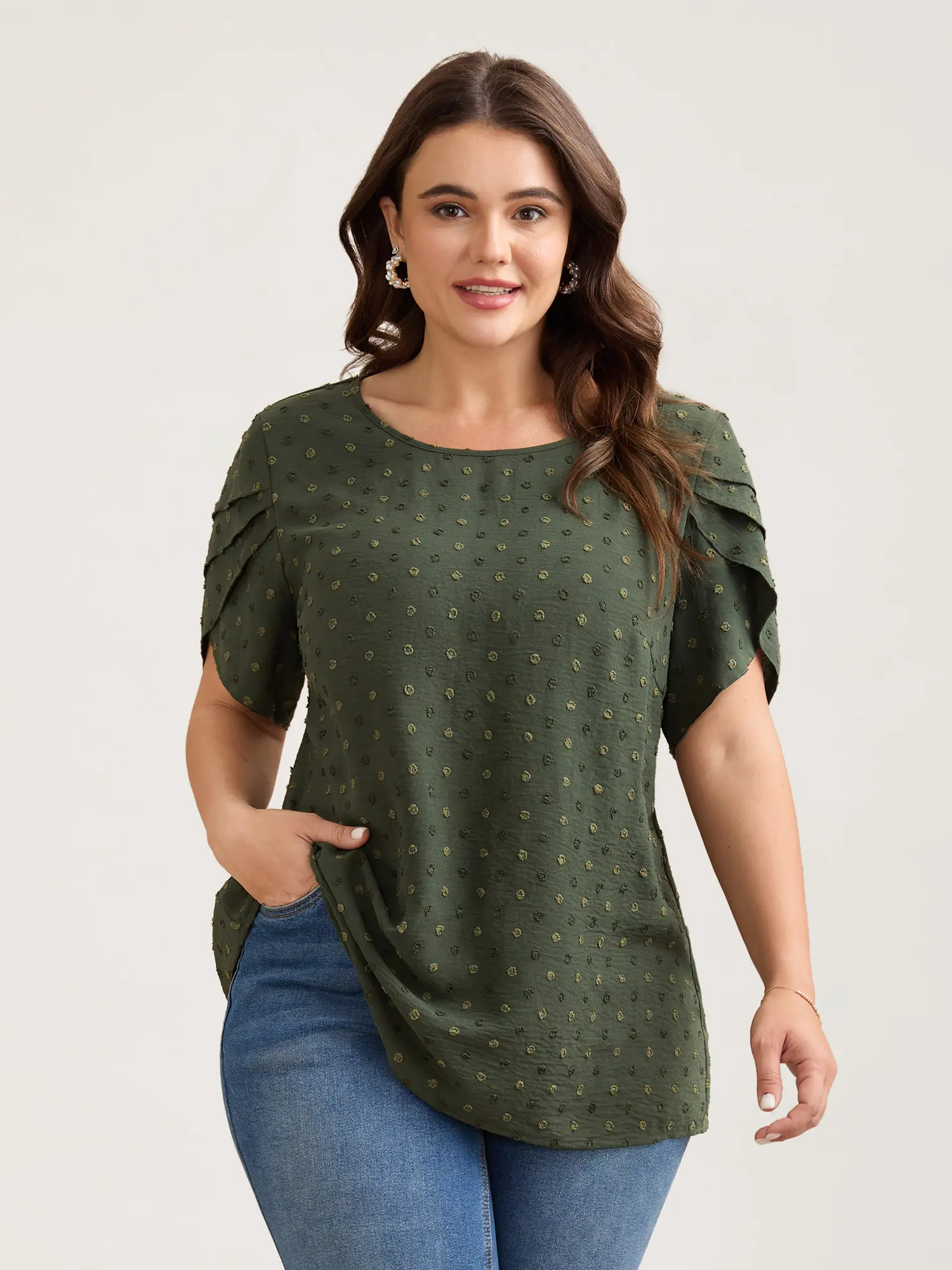 BloomChic Plus Size Women's Casual Tops [M-6X] - Lightweight Textured Blouse with Petal Sleeves, Flowy Elegant Fit, Summer Essential Work Outfit,Summerfinds,back to school,back to school shopping