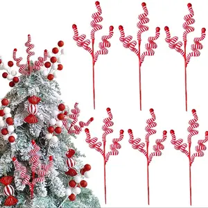 6-Piece Christmas Candy Decorations, & Wool Bell Ornaments, 14-Inch Holiday Tree Accessories, Ideal Home Office Decoration