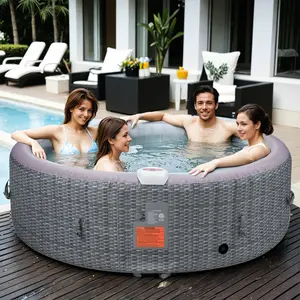 Segmart 82" Inflatable Hot Tub for 4-6 Person, Outdoor Portable Spa with 130 Bubble Jets, Smart Control, Insulated Cover, Filters & Floor Mat (Round, 110-120V)