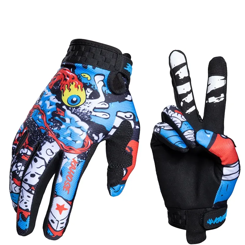 Blue +red Touch screen Long Finger Gloves, Breathable Outdoor Sports Full Finger Mitts, Unisex Thin Winter Gloves, Hand Gloves, Outdoor Activity Gloves, Breathable Workout Gloves, 1 Pair