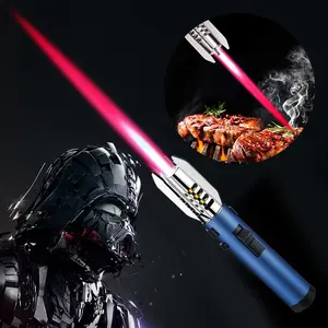 outdoors High temperature welding gun windproof strong red flame butane gas spray gun lighter safety lock switch kitchen lighter, outdoor windproof turbine torch jet ignition machine gun, camping BBQ welding supplies (excluding butane gas)