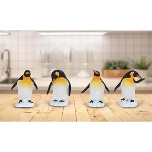 4-PC Cute King Penguin in Different Poses 2.75"H Mini King Penguin Statue Decoration Figurine