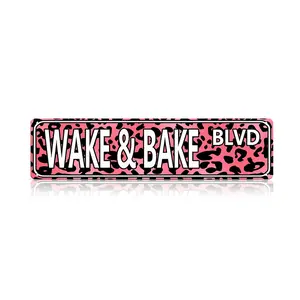 Wake & Bake Blvd Metal Tin Sign (16 x 4 Inch) – Funny Vintage Weed Marijuana Wall Art Decor, Slim Street Sign for Home Bar Cafe Garage Indoor/Outdoor, Humorous Gift for Mother’s Day, Father’s Day, Graduation, 4th of July, Vintage Metal Tin Sign