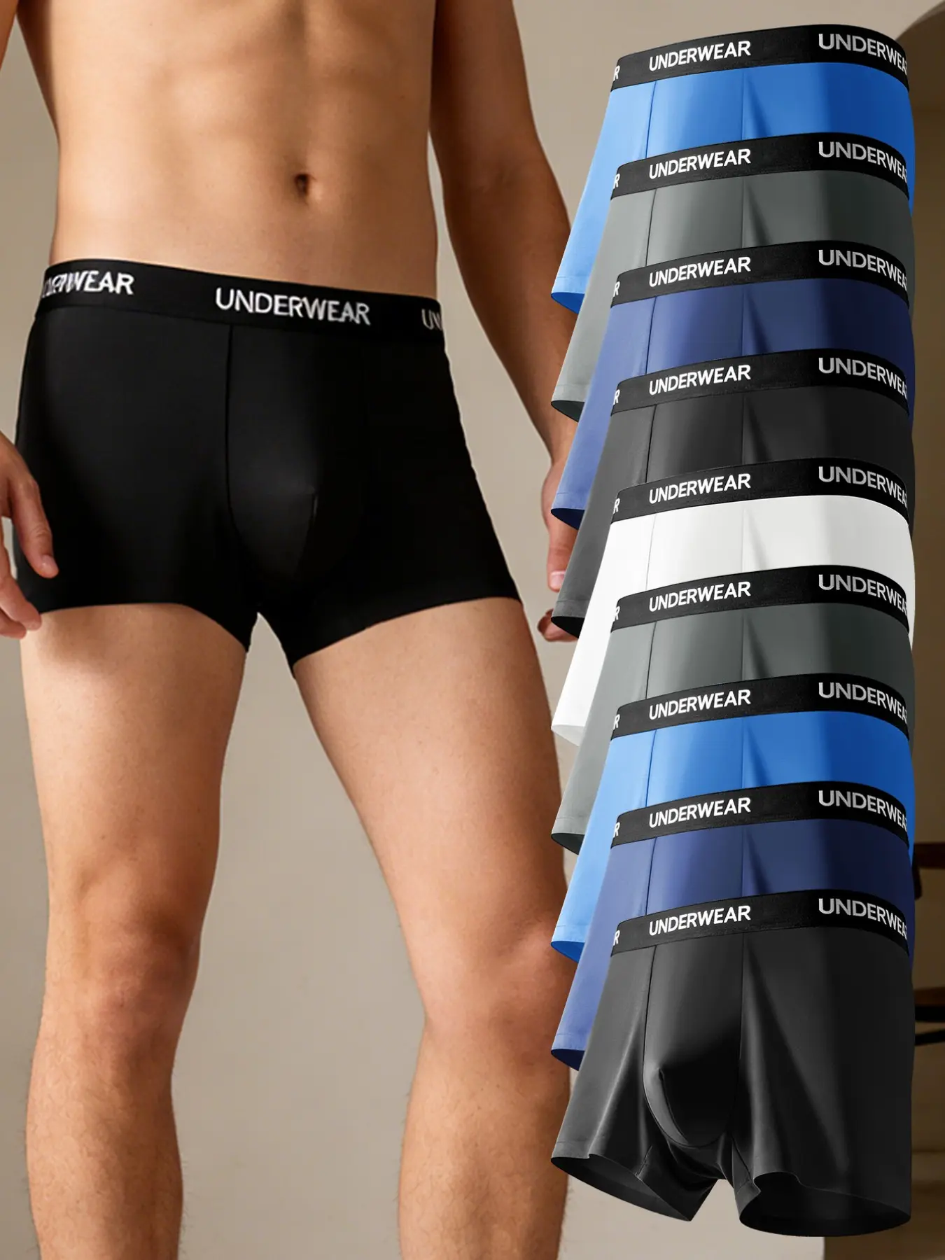 9 pcs Men's Solid color leisure flat cornered underwear, Soft - loose men's underwear, Men's underwear suitable for Four Seasons and daily wear - fashionable - comfortable Men's underwears. Suitable for attending weddings, Men's innovative underwear.