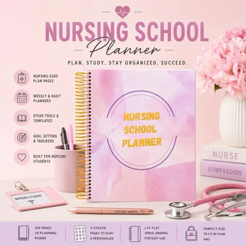 Nursing Student Planner with Stickers and Templates for Nursing School Success