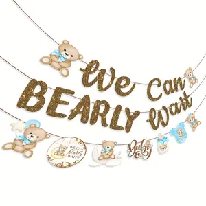 We Can Bearly Wait Banners, Bear Babyshower Banner, Teddy Bear Baby Shower Decorations, Bear Birthday Party Supplies, Wall Decor Banner, Party Background Decoration, Party Decor Props