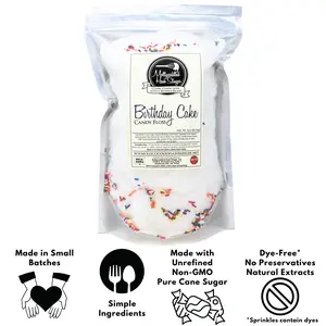 Mollycoddled Hash Slinger - Birthday Cake Candy Floss - 3oz bag - Hand Spun Cotton Candy – Natural Flavors – Unrefined Sugar – Candy – Gluten Friendly Candy – Sweets – Snack