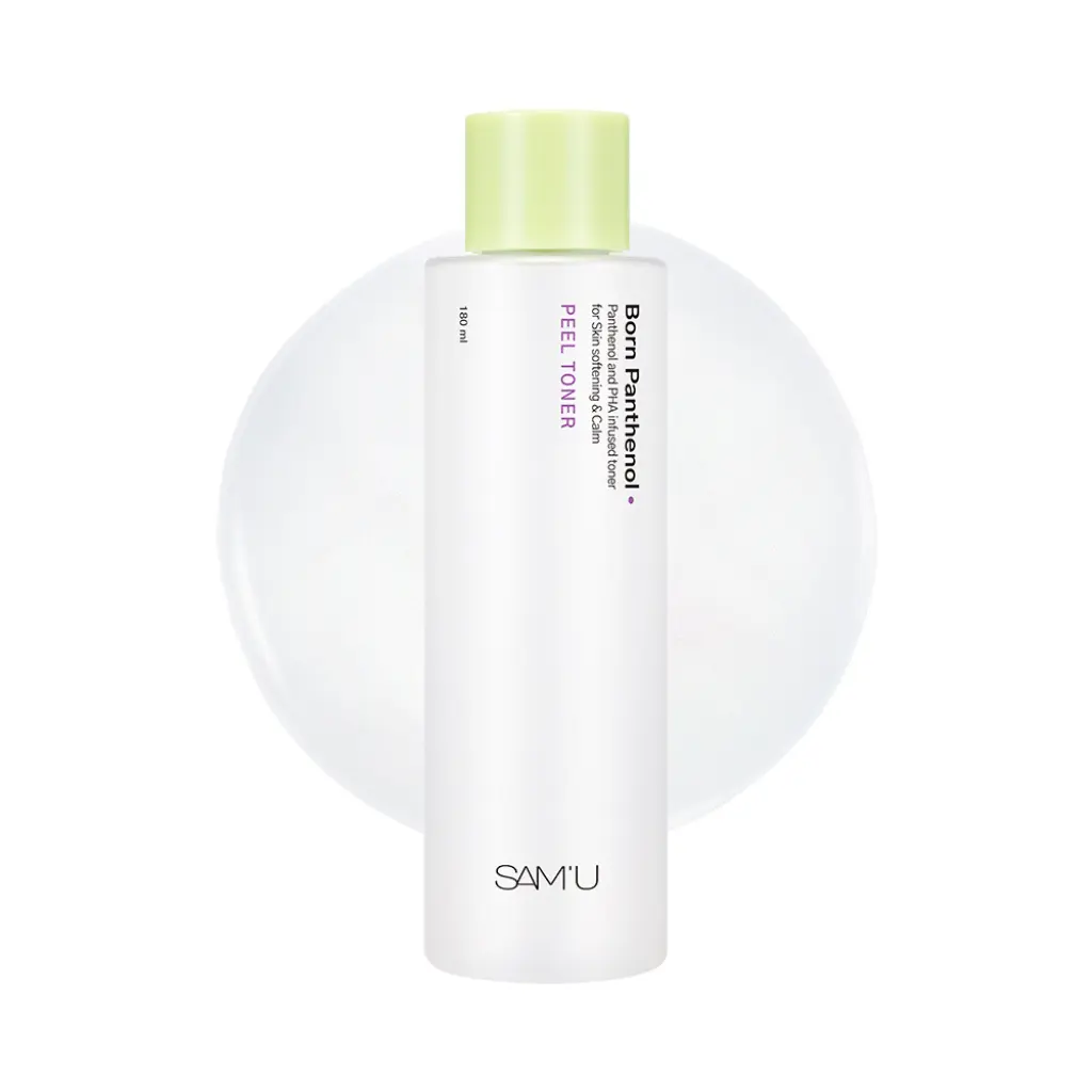 SAM'U Born Panthenol Peel Toner 180ml - Soothing & Strengthening pH-Balancing Toner with Green Tea Extract for Sensitive Skin Daily Lightweight