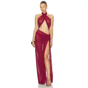 Kim Shui x REVOLVE Mesh Wrap Gown in Ruby Red