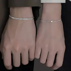 These Couple 925 Silver Bracelets Are Literally The Most Addictive Matching Jewelry Ever — The Sparkly Crystal Chain And Minimalist Vibe Will Make You And Your Person Obsessed 24/7!