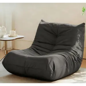 Giant Bean Bag Chair Lazy Floor Sofa, Corduroy Upholstered Boneless Couch Chair with Memory Foam, Oversized Comfy Lazy Floor Sofa for Living Room, Apartment, Gaming Venue (Gray)